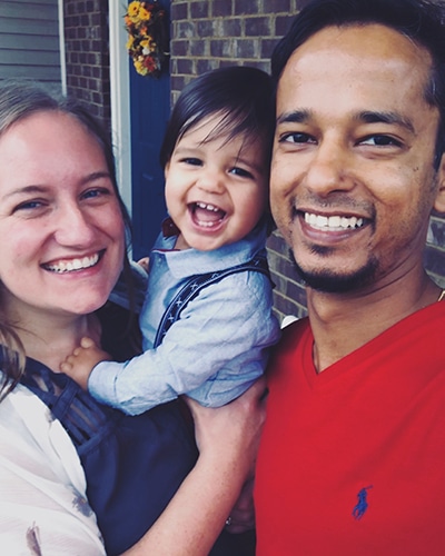 Marcus Rixon with wife and son