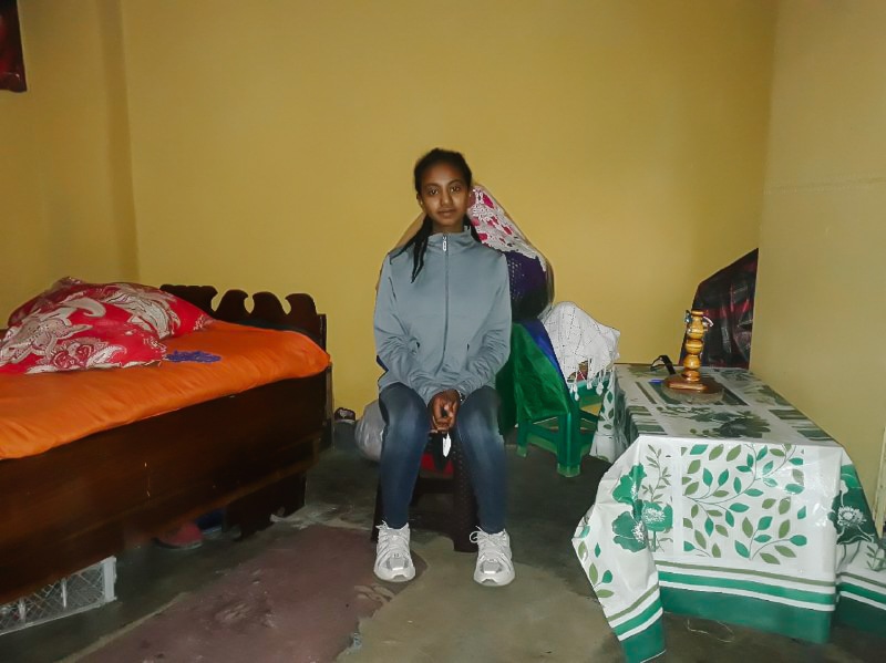 A sponsored girl in Ethiopia rejoices at a opportunity she received to pursue her education comfortably, despite living in poverty