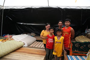 Jansey family in tent