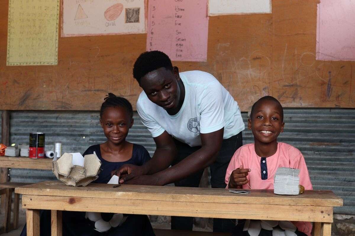 Kids with their trainer