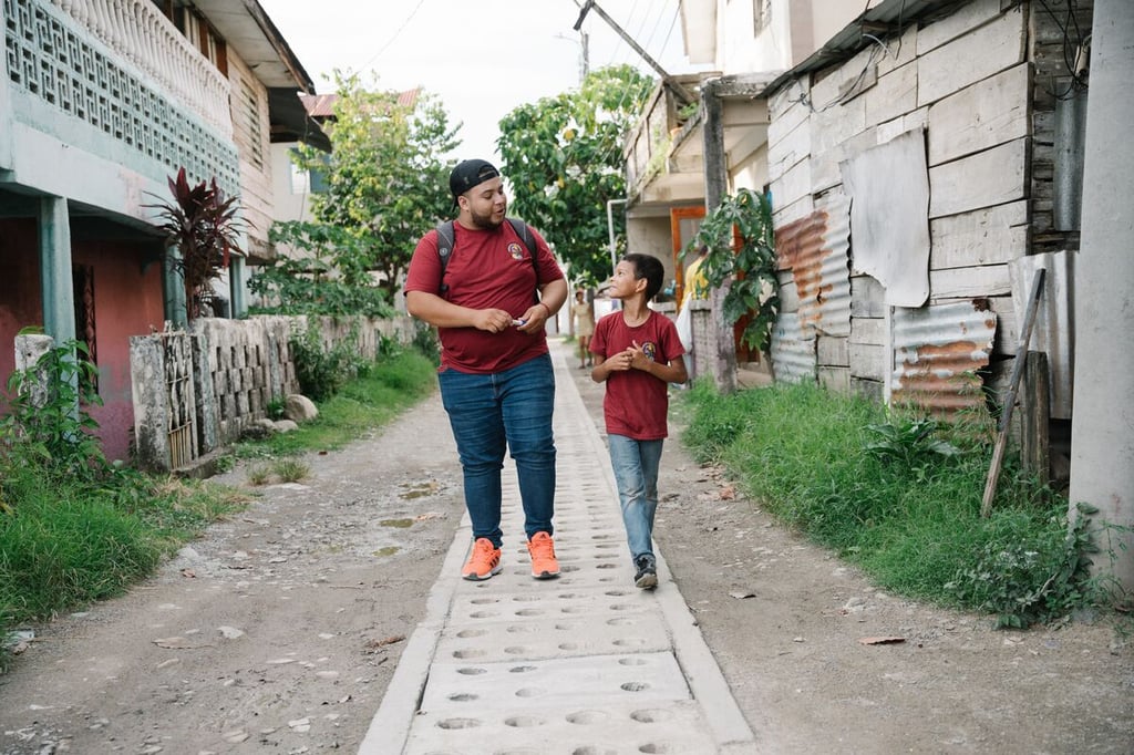 Walking with kid Steph photo